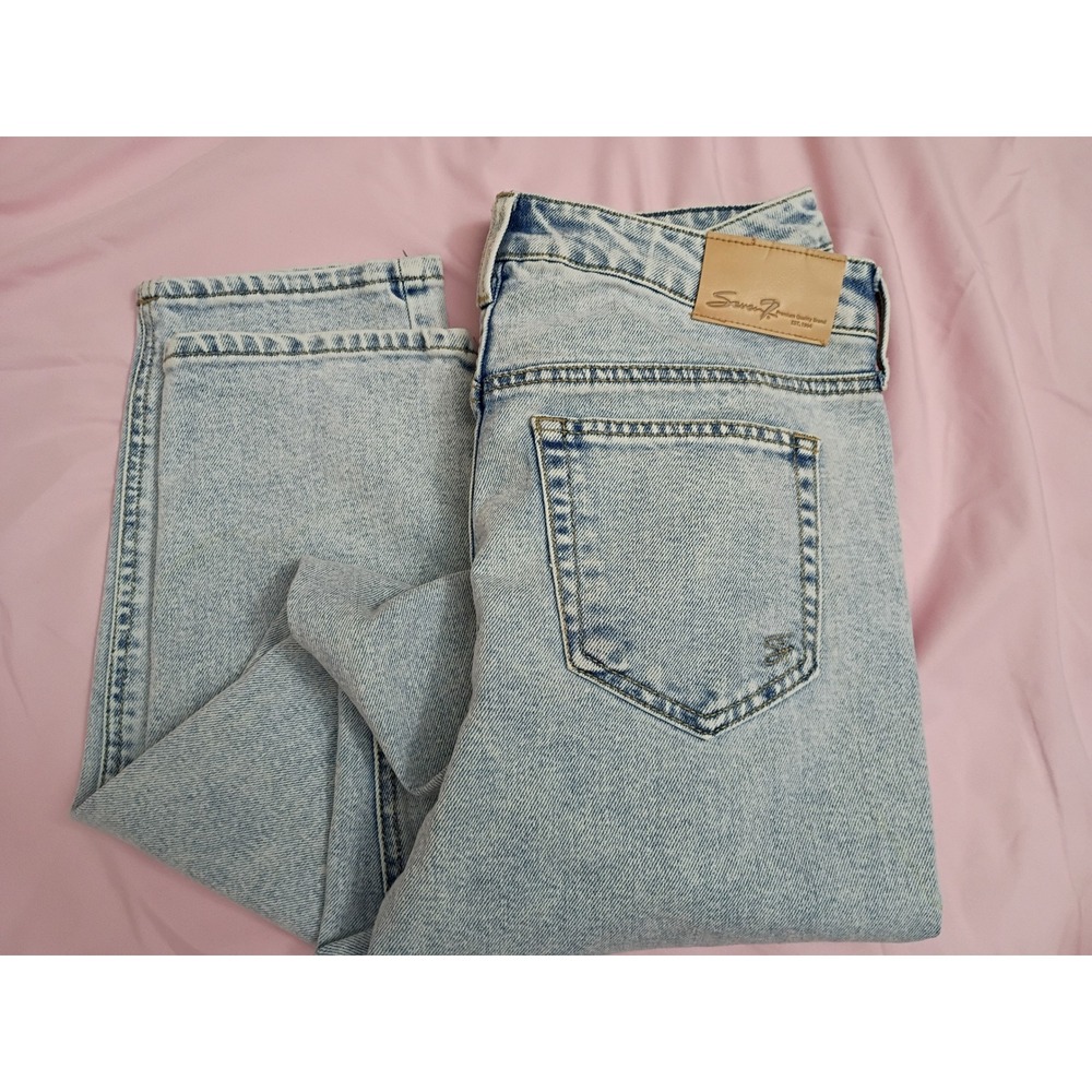 Seven7 Slim Straight Jean Light Wash High Rise Denim Size 4 Mom Jean Retro 90s